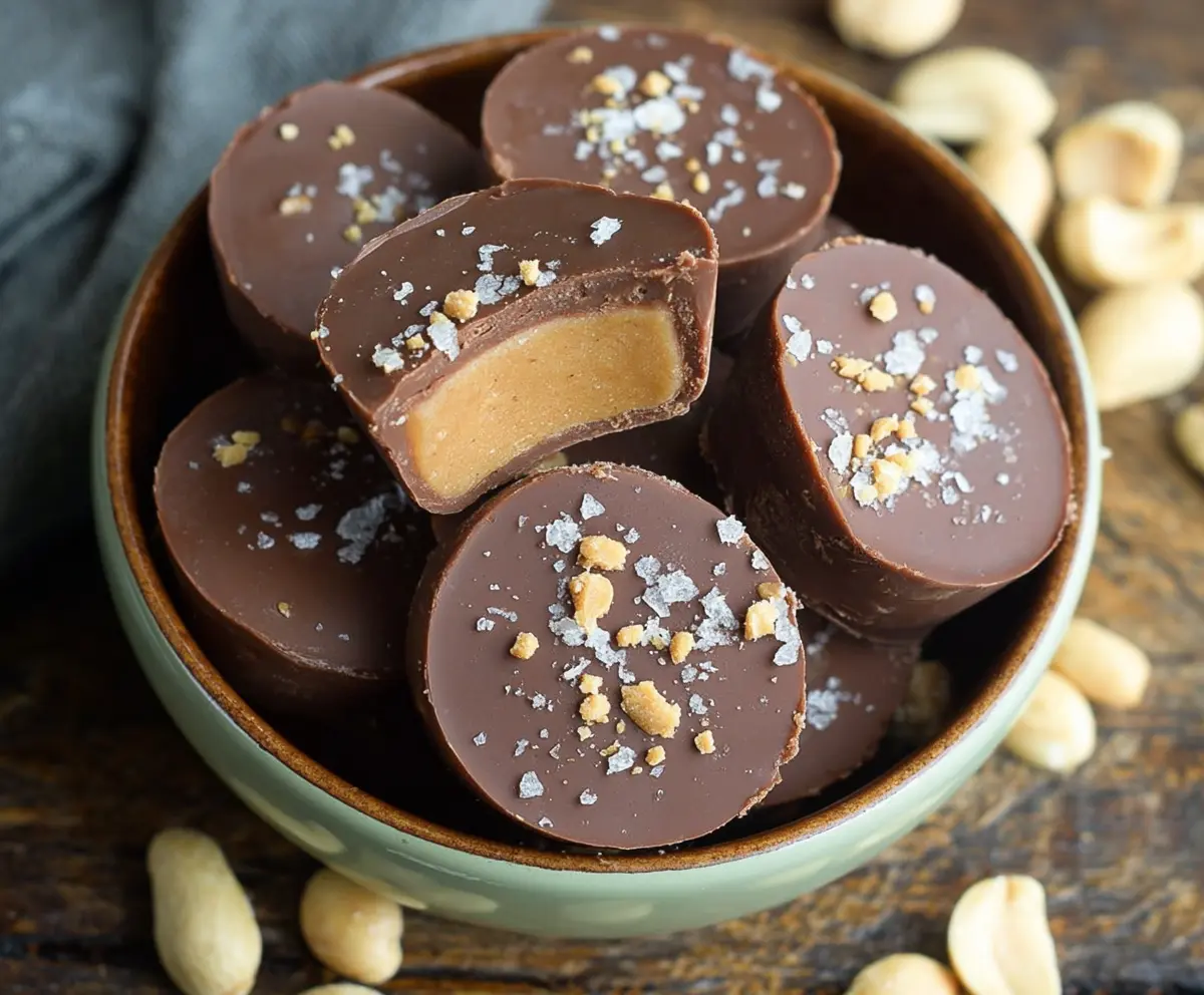 Delicious Keto Peanut Butter Chocolate Fat Bombs on a plate, showcasing a perfect low-carb dessert.