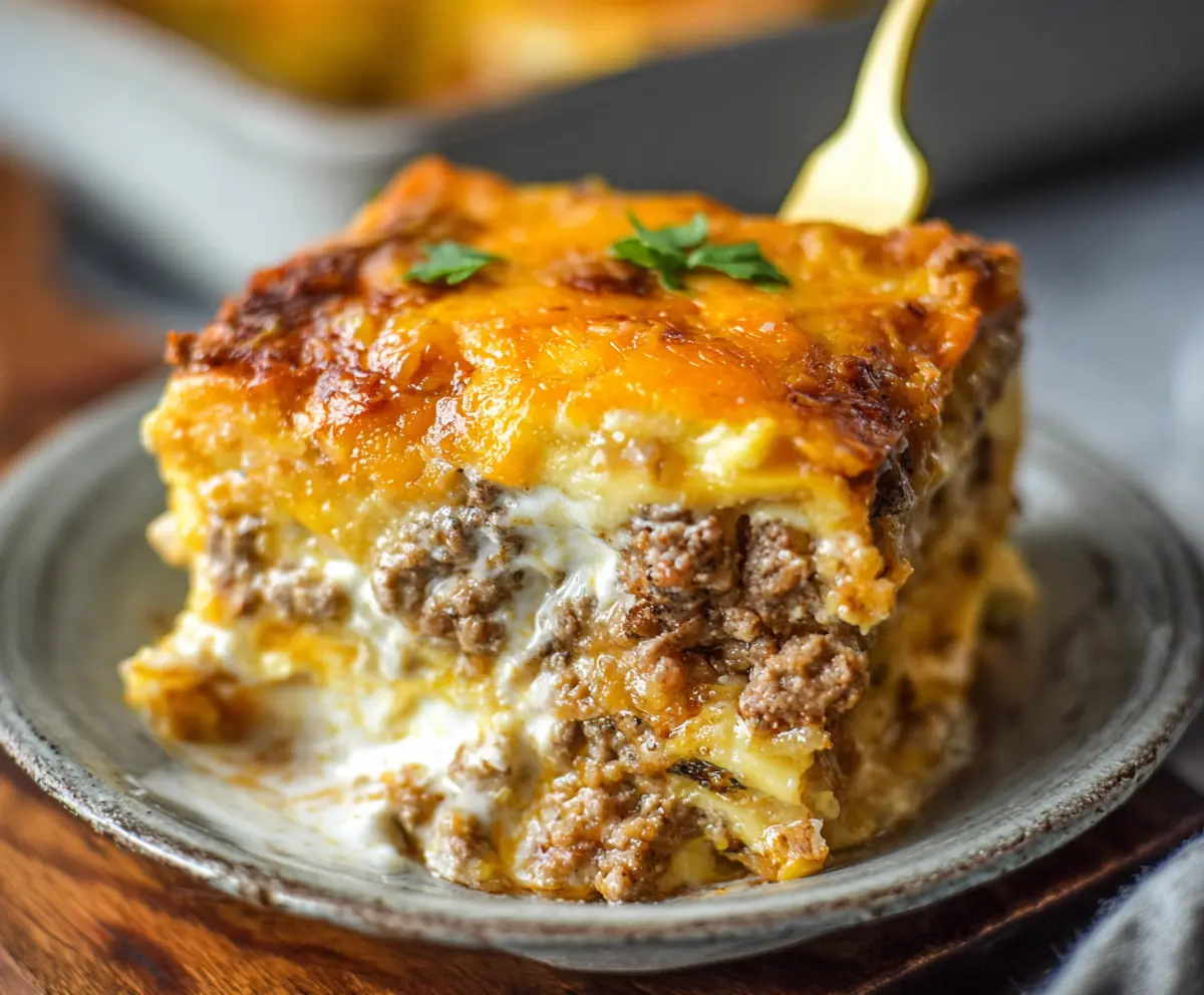 Delicious homemade lasagna with ricotta cheese, layered with rich tomato sauce and melted cheese.
