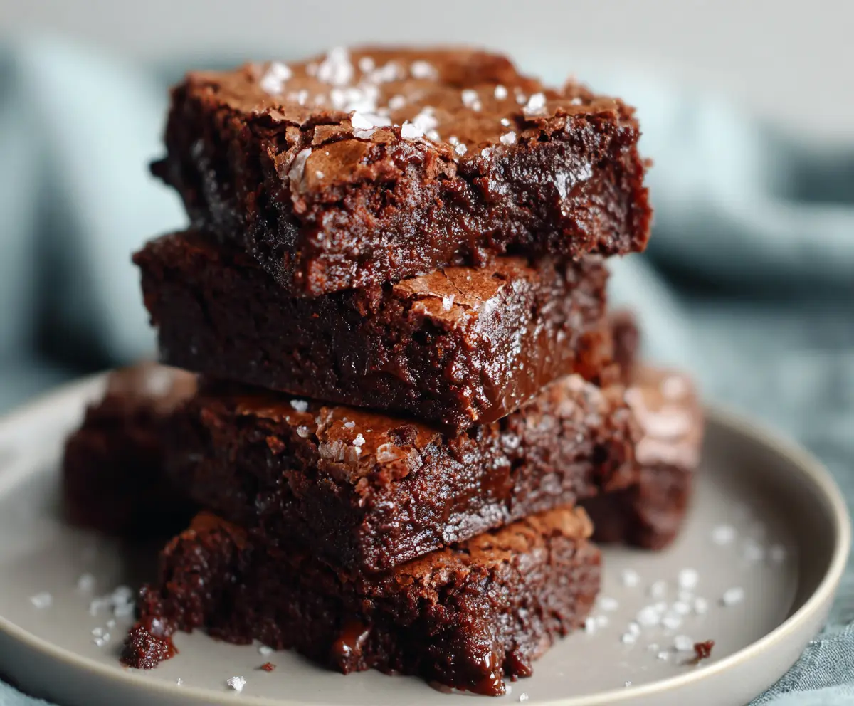 Healthy low calorie Greek yogurt brownies with rich chocolate flavor and a moist texture