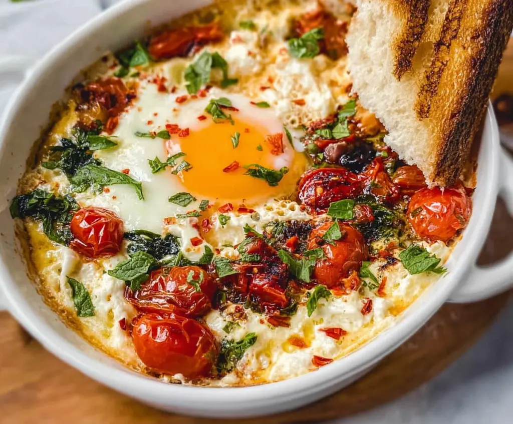 Mediterranean Baked Feta Eggs