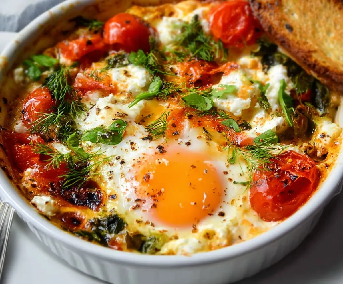 Easy Mediterranean Baked Feta Eggs