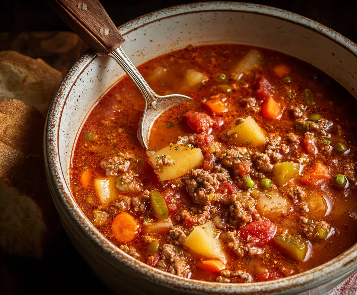 Classic Old Fashioned Hamburger Soup Recipe
