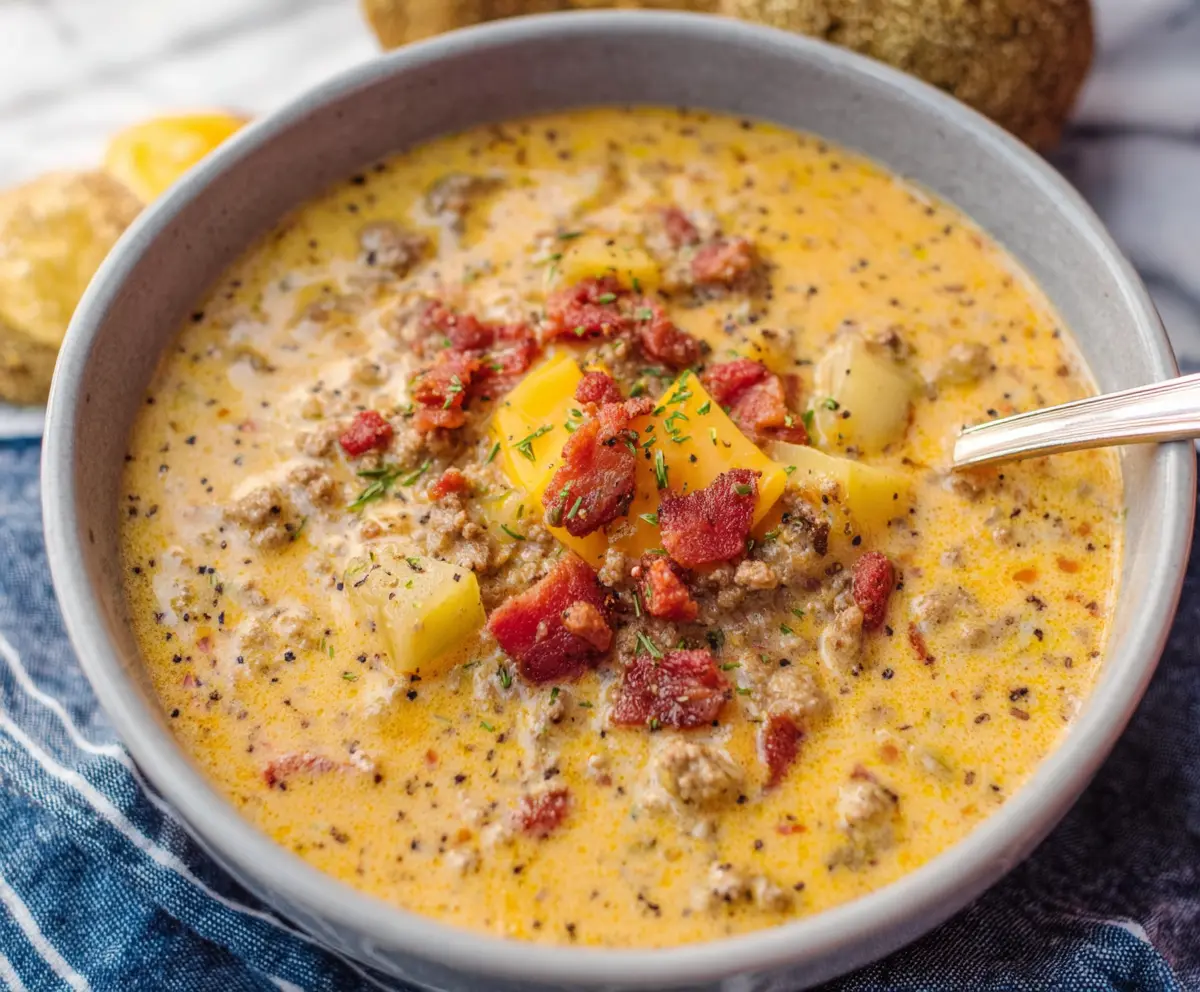 Easy Rich Cheeseburger Soup Recipe