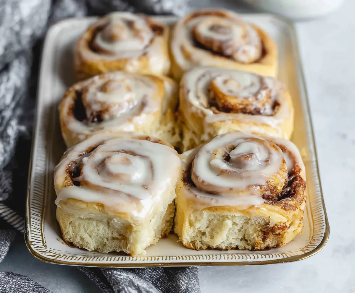 Delicious 30-minute sourdough discard cinnamon rolls fresh out of the oven, highlighting their golden-brown crust and gooey cinnamon filling.