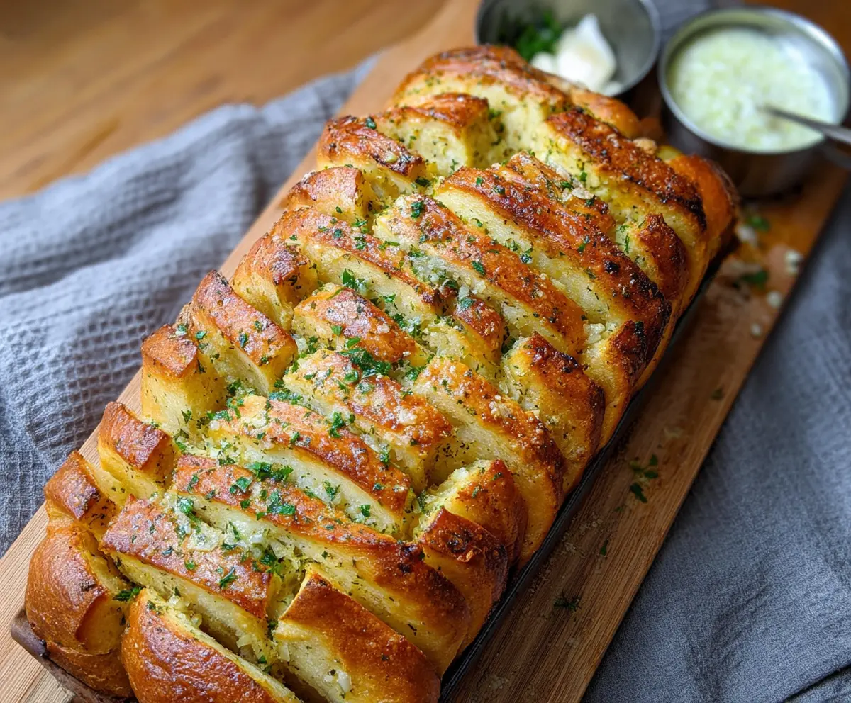 Easy Garlic Sourdough Pull Apart Bread
