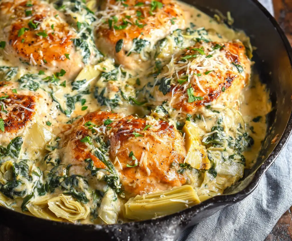 Spinach Artichoke Chicken Skillet Low Carb Dinner