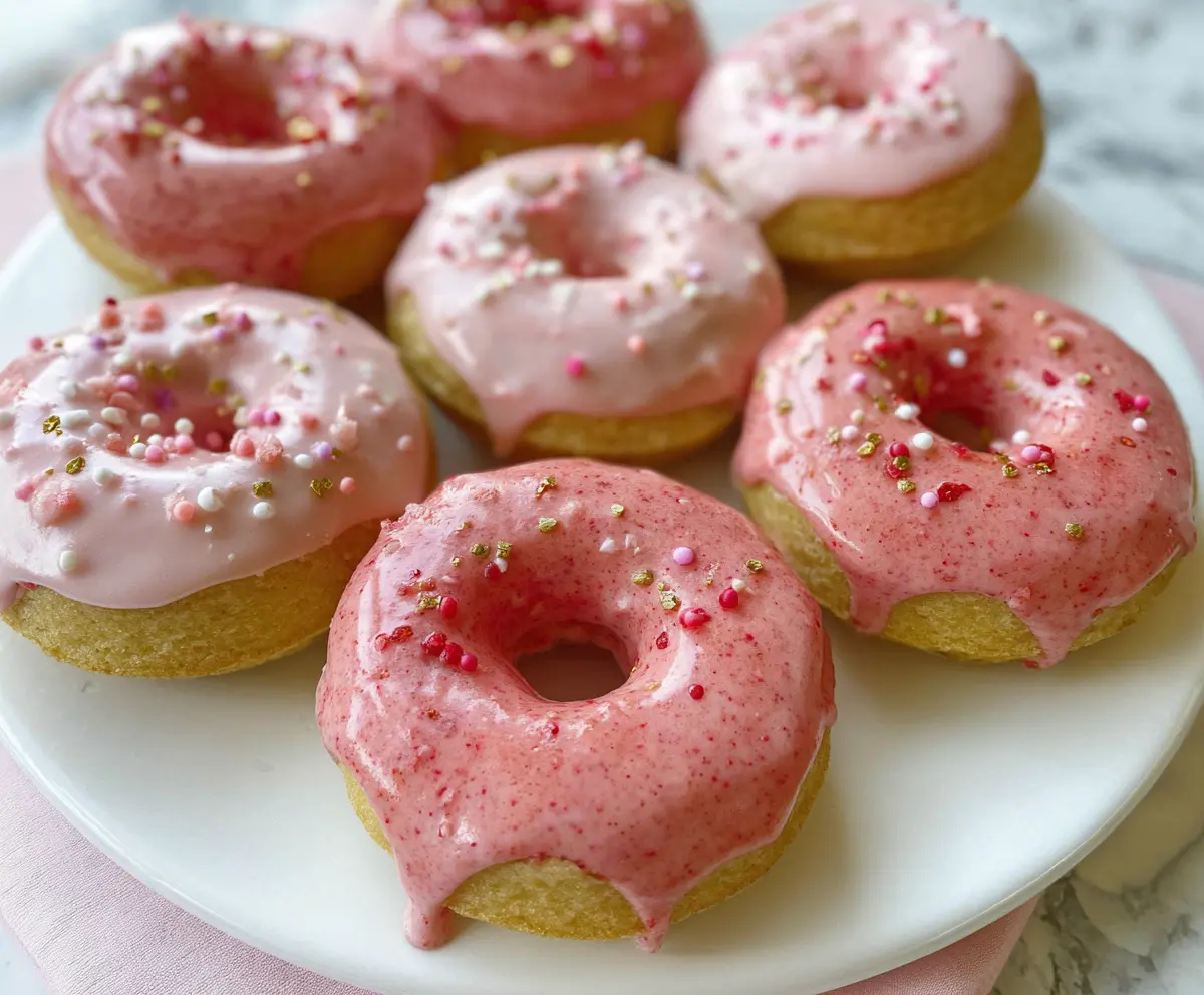 Easy Strawberry Valentine's Donuts