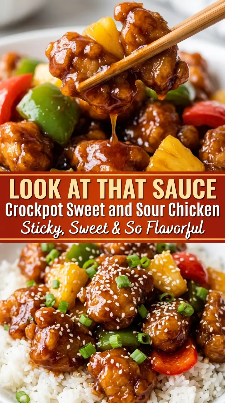 Crockpot Sweet and Sour Chicken tender glossy colorful