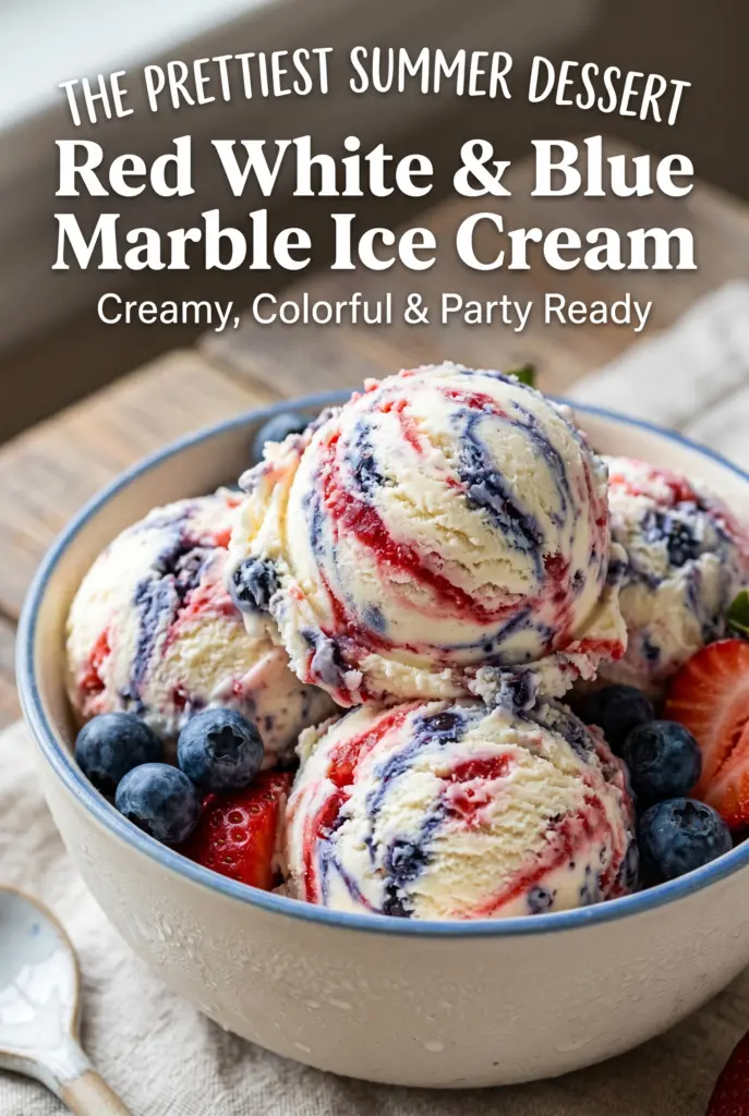Red White & Blue Marble Ice Cream
