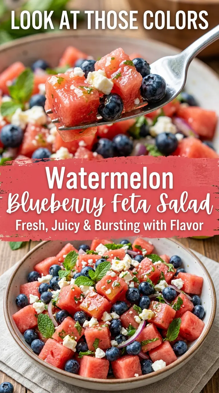 Watermelon Blueberry Feta Salad juicy fresh mint