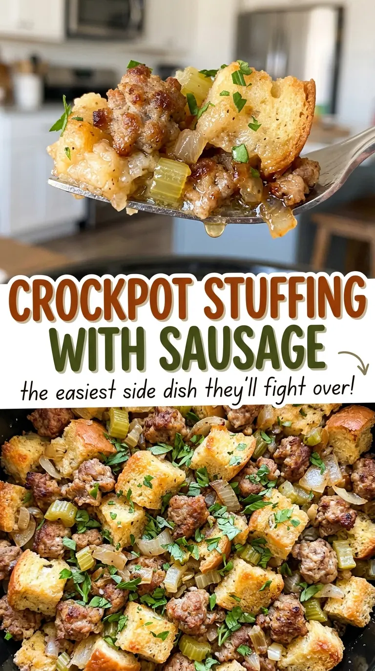 Crockpot stuffing with sausage, hearty slow-cooked stuffing
