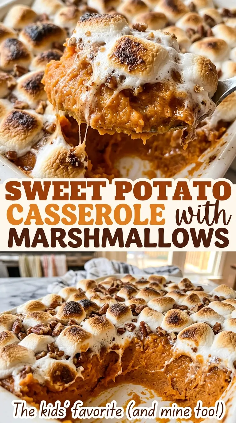 Sweet potato casserole with marshmallows, toasted top
